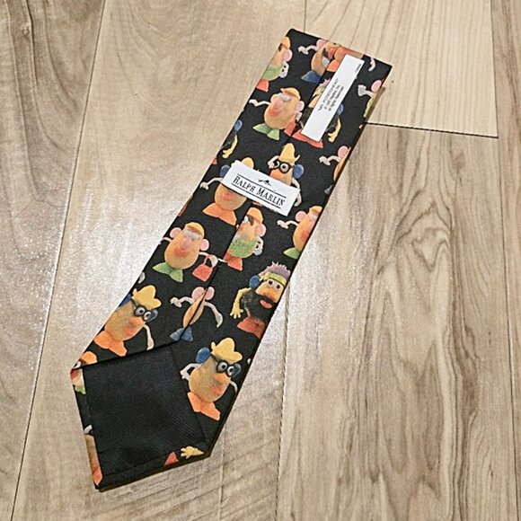 Vintage 1995 Ralph Marlin Mr. Potato Head Novelty Neck Tie Black 56" EUC - Picture 6 of 9
